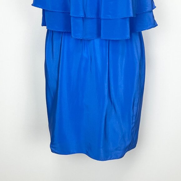 Amanda Uprichard Womens Blue Silk Sleeveless Mini Dress Tiered Waist size Small - Picture 3 of 8